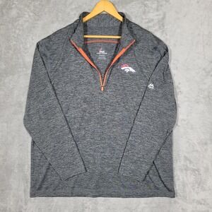 Denver Broncos Mens 2XL Cool Base 1/4 Zip Pullover Gray Heather NFL Majestic